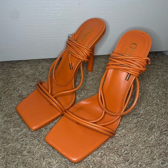Forever 21 Lace Up Orange Heel - Picture 2 of 3